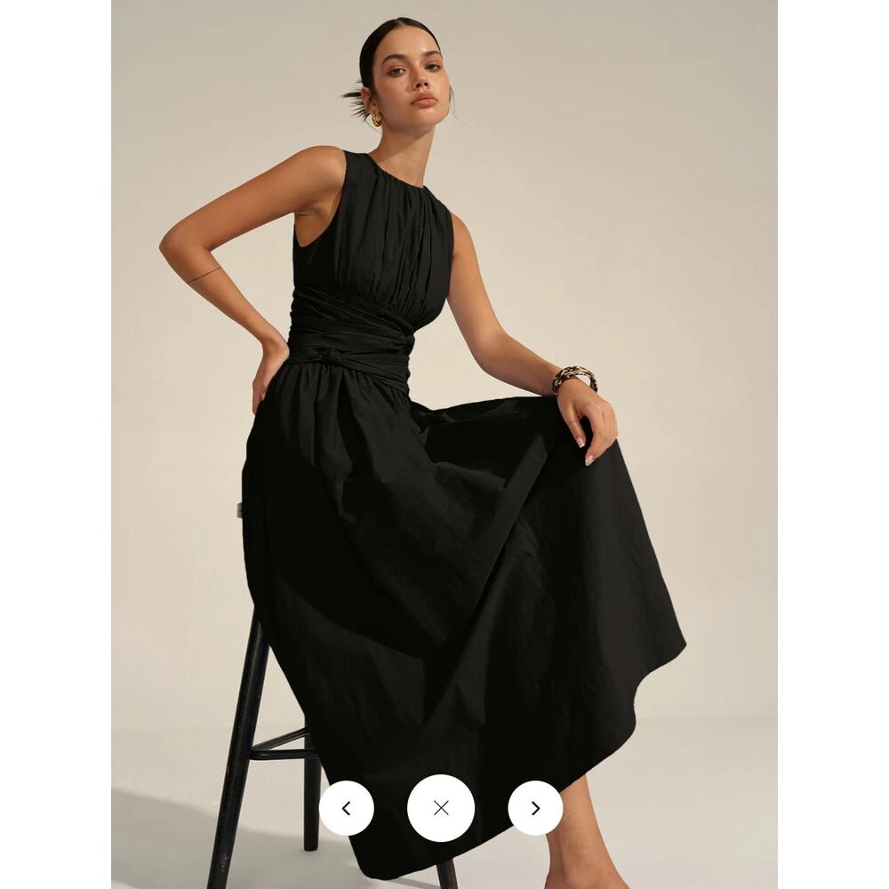 Commense Black Sleeveless Maxi Dress